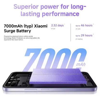 【Brand+】Redmi 15 Global Version Smartphone 6.9" 50MP 7000mAh battery 33W fast charging IP64 Snapdragon® 685 Mobile Platform