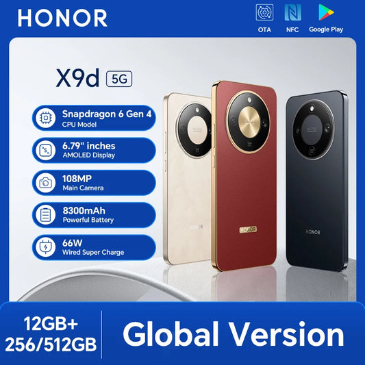【Brand+】HONOR X9d Global Version Smartphone 6.79'' 120Hz Screen Snapdragon 6 Gen 4 108MP AI Camera 8300 mAh 66W Super Charging