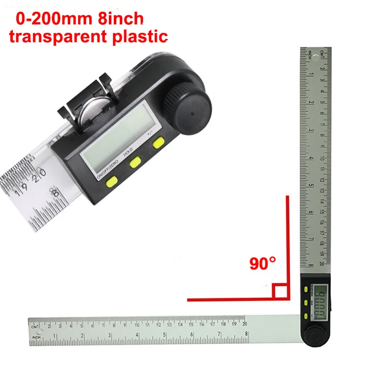 200mm Angle Ruler Goniometer Angle Finder Guage Meter Protractor Electronic Digital 360-Degree 2 in 1 Multifunction Inclinometer